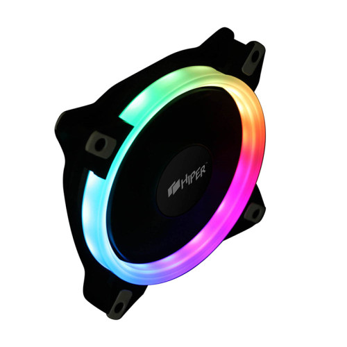 вентилятор для корпуса/ Single ring, RGB fan HIPER HCF1251-03, 120*120*25mm (38.5CFM, 1200RPM, 3+4PIN)