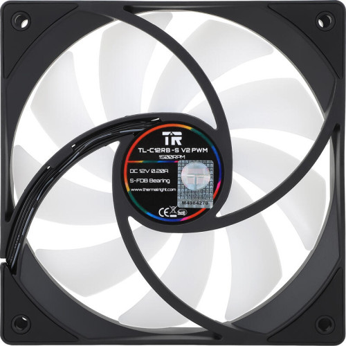 Кулер для корпуса/ Case Cooler Thermalright TL-C12RB-S V2 Reverse (120x120x25mm, 4-pin PWM, ARGB, 58CFM, 25.6dBA, 1500RPM, Black)