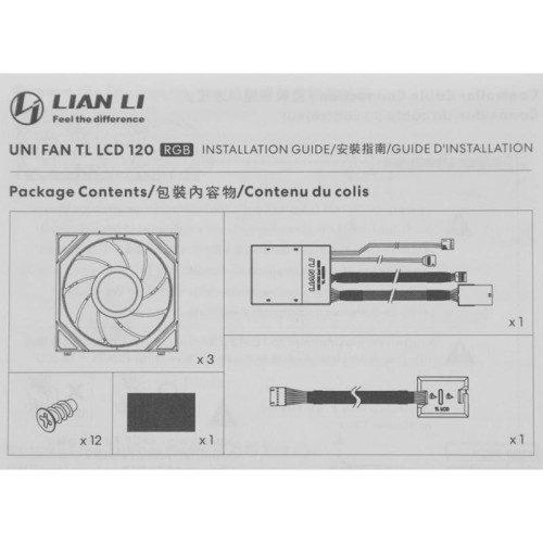 Вентилятор для корпуса Lian-Li Uni Fan TL 120 LCD ARGB 120х120x28 черный 7-pin 27дБ (упак.:3шт) (G99.12TLLCD3B.00) Ret [G99.12TLLCD3B.00]
