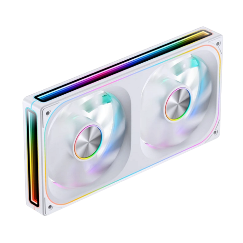 Кулер для корпуса/ Case Cooler JONSBO ZA-240WR Reverse (2x120x120mm, 4-pin PWM, ARGB, 62.4CFM, 37.3dBA, 2400RPM, White, Single-Frame RGB Fan Unit)