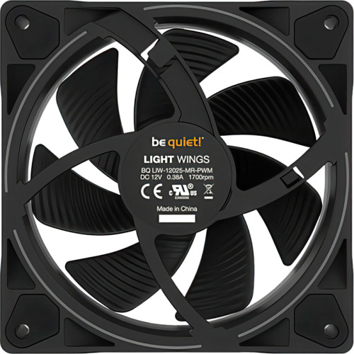 Кулер для корпуса/ Case Cooler be quiet! LIGHT WINGS 120mm PWM (120x120x25mm, 4-pin PWM, ARGB, 41.5CFM, 20.6dBA, 1700RPM, Black) Кулер для корпуса/ Case Cooler be quiet! LIGHT WINGS 120mm PWM (120x120x25mm, 4-pin PWM, ARGB, 41.5CFM, 20.6dBA, 1700RPM, Black)