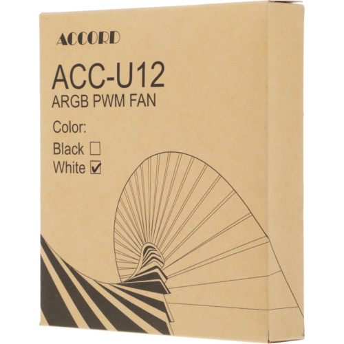 Вентилятор для корпуса Accord ACC-U12 ARGB 120х120x25 белый 4-pin 27дБ (ACC-U12 ARGB WHITE) brown box Вентилятор для корпуса Accord ACC-U12 ARGB 120х120x25 белый 4-pin 27дБ (ACC-U12 ARGB WHITE) brown box