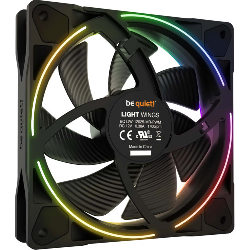 Кулер для корпуса/ Case Cooler be quiet! LIGHT WINGS 120mm PWM (120x120x25mm, 4-pin PWM, ARGB, 41.5CFM, 20.6dBA, 1700RPM, Black) Кулер для корпуса/ Case Cooler be quiet! LIGHT WINGS 120mm PWM (120x120x25mm, 4-pin PWM, ARGB, 41.5CFM, 20.6dBA, 1700RPM, Black)
