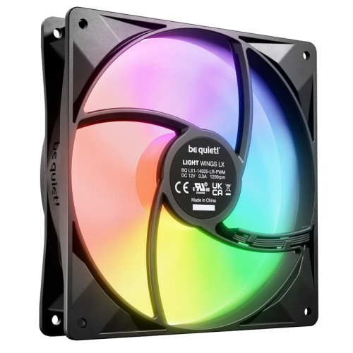 Кулер для корпуса/ Case Cooler be quiet! LIGHT WINGS LX 140mm PWM (140x140x25mm, 4-pin PWM, ARGB, 56.0CFM, 22.9dBA, 1200RPM, Black)