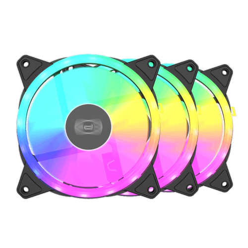 Кулер для корпуса/ Case Cooler PCCooler F3 T120 ARGB BK 3IN1 (120x120x25mm, 4-pin PWM, ARGB, 46CFM, 21.6dBA, 1800RPM, Black, 3pcs)