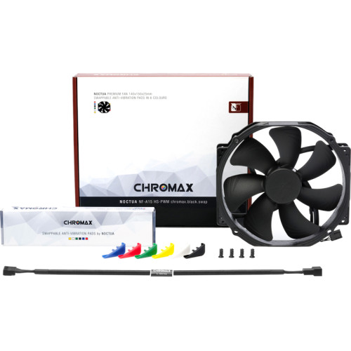 Кулер для корпуса/ Case Cooler Noctua NF-A15 HS-PWM chromax.black.swap (140x150x25mm, 4-pin PWM, 82.5CFM, 24.6dBA, 1500RPM, Black)