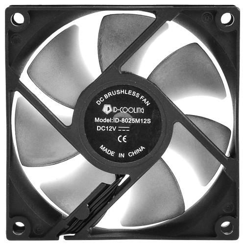 Кулер для корпуса/ Case Cooler ID-COOLING NO-8025-SD (80x80x25mm, 3-pin, 25.5CFM, 21dBA, 2000RPM, Black/Gray)