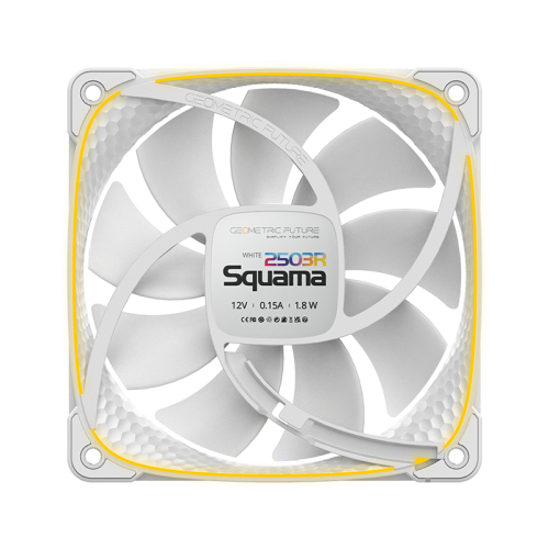 Вентилятор корпусный/ Case Cooler Geometric Future Squama 2503RW-12 Reverse (120x120x25mm, 4-pin PWM, ARGB, 57.67CFM, 29.87dBA, 1500RPM, White)