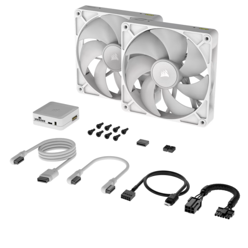 Кулер для корпуса/ Case Cooler Corsair iCUE LINK RX140 RGB (140x140x25mm, 4-pin PWM, RGB, 94.7CFM, 36dBA, 1700RPM, White, 2pcs)