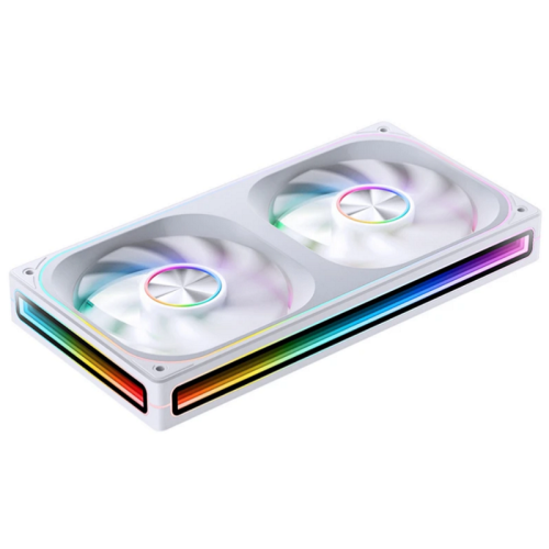 Кулер для корпуса/ Case Cooler JONSBO ZA-240WR Reverse (2x120x120mm, 4-pin PWM, ARGB, 62.4CFM, 37.3dBA, 2400RPM, White, Single-Frame RGB Fan Unit)