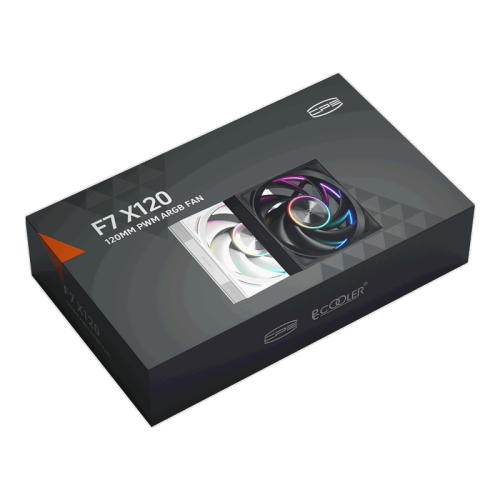 Кулер для корпуса/ Case Cooler PCCooler F7 X120 ARGB WH (120x120x28mm, 4-pin PWM, ARGB, 83CFM, 33.1dBA, 3000RPM, White)