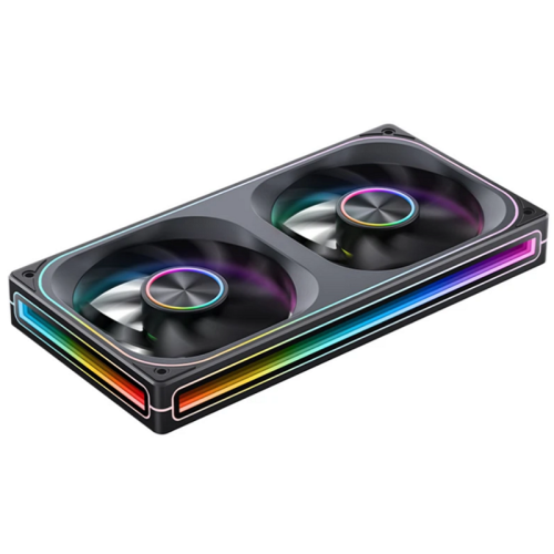 Кулер для корпуса/ Case Cooler JONSBO ZA-240BR Reverse (2x120x120mm, 4-pin PWM, ARGB, 62.4CFM, 37.3dBA, 2400RPM, Black, Single-Frame RGB Fan Unit)