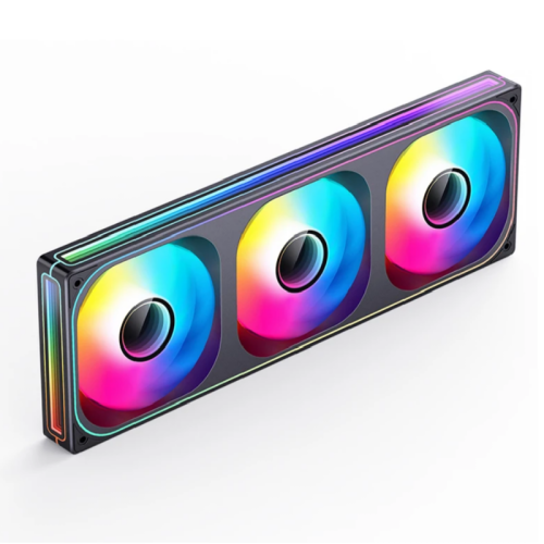 Кулер для корпуса/ Case Cooler JONSBO ZB-360BR Reverse (3x120x120mm, 4-pin PWM, ARGB, 65.26CFM, 36.6dBA, 2400RPM, Black, Single-Frame RGB Fan Unit)