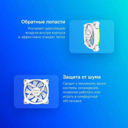 Вентилятор для корпуса Montech RX120 Reverse ARGB 120х120x25 белый 4-pin 27дБ (RX120 PWM WHITE) Ret [RX120 PWM WHITE]