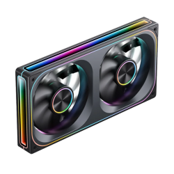 Кулер для корпуса/ Case Cooler JONSBO ZA-240BR Reverse (2x120x120mm, 4-pin PWM, ARGB, 62.4CFM, 37.3dBA, 2400RPM, Black, Single-Frame RGB Fan Unit)