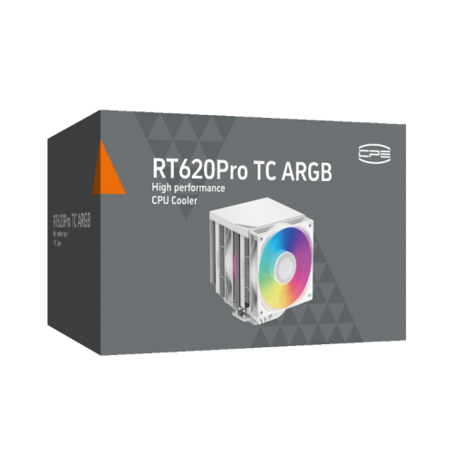 Кулер для процессора/ CPU Cooler PCCooler RT620Pro TC ARGB WH (265W, 4-pin PWM, 157.5mm, Al/Cu, 6x6mm, 2x120mm, 73.32CFM, 34.9dBA, 2200RPM, S: 1851/1700/1200/115X, AM5/AM4, white)