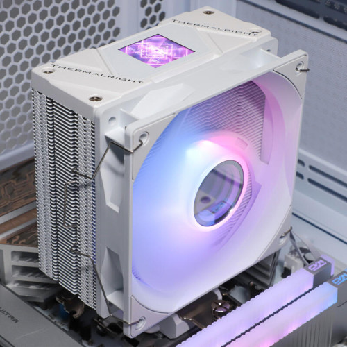 Кулер для процессора/ CPU Cooler Thermalright Assassin Spirit 120 Vision ARGB White (4-pin PWM, LED temp., 154mm, Al/Cu, 4x6mm, ARGB, 1x120mm, 66.17CFM, 25.6dBA, 1500RPM, S: 1851/1700/1200/115X, AM5/AM4, white)