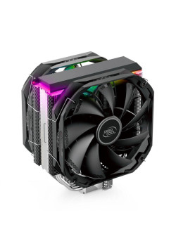 Вентилятор Deepcool AS500 PLUS RTL {6} (727071) (Height 164mm, 6mm x 5pcs, Fan 140mm*2, 500;1200RPM ±10%,  29.2 dB(A), 4-pin PWM, TDP 220W, Screw, Socket AMD AM4, Intel LGA 2066/2011-v3/2011/1700/1200/115x) {8}