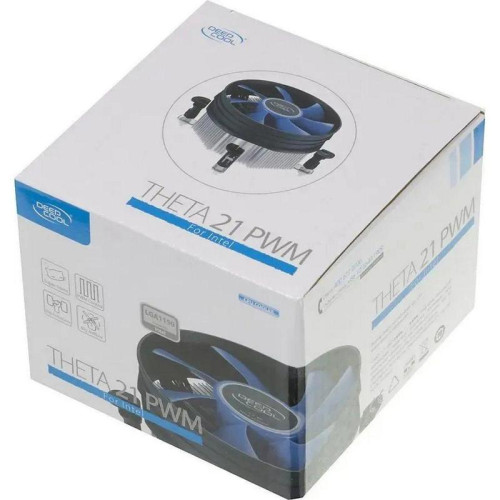 Кулер Deepcool THETA 21 PWM Soc-1151/1200 черный/синий 4-pin 18-33dB Al 95W 370gr Ret (DP-ICAP-T21P) [DP-ICAP-T21P]