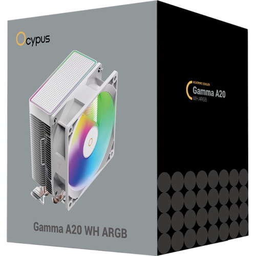 Кулер для процессора/ CPU Cooler Ocypus Gamma A20 WH ARGB (110W, 3-pin, 122.5mm, Al/Cu, 2x6mm, ARGB, 1x92mm, 32CFM, 21dBA, 1900RPM, S: 1851/1700/1200/115X, AM5/AM4, white) Кулер для процессора/ CPU Cooler Ocypus Gamma A20 WH ARGB (110W, 3-pin, 122.5mm, Al/Cu, 2x6mm, ARGB, 1x92mm, 32CFM, 21dBA, 1900RPM, S: 1851/1700/1200/115X, AM5/AM4, white)