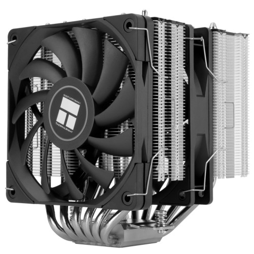 Кулер для процессора/ Thermalright Royal Knight 120 SE (4-pin PWM, 155mm, Ni/Cu, 6x6mm, 2x120mm, 66.17CFM/59CFM, 25.6dBA/26.1dBA, 1500RPM/1800RPM, S: 1200, 1700, 1851, 115X, AM4, AM5, silver, black)
