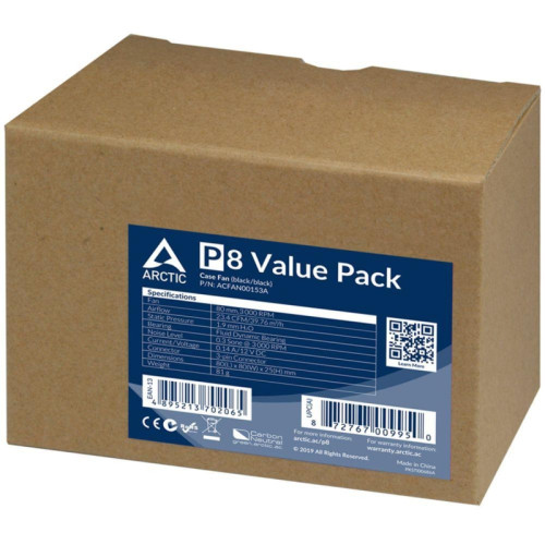 Вентилятор Arctic Cooling Вентилятор корпусной ARCTIC P8 Value Pack (Black/Black) (5pc)  (ACFAN00153A) (702065)