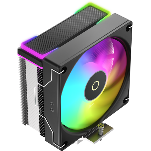 Кулер для процессора/ CPU Cooler Ocypus Delta A40 SE BK ARGB (190W, 4-pin PWM, 147mm, Al/Cu, 4x6mm, ARGB, 1x120mm, 60CFM, 31dBA, 1800RPM, S: 1851/1700/1200/115X, AM5/AM4, black)