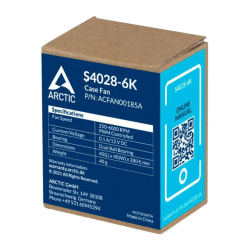 Вентилятор корпусной ARCTIC Cooling S4028-6K 250 - 6000 rpm Dual Ball Bearing  4-Pin Fan-Connector (ACFAN00185A)