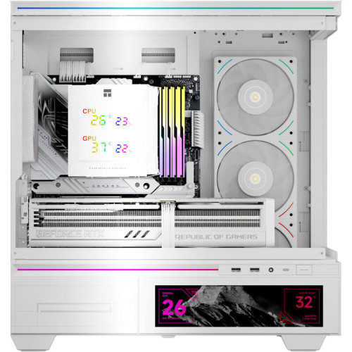 Кулер для процессора/ CPU Cooler Thermalright Royal Knight 120 Digital White (4-pin PWM, LED temp., 162mm, Ni/Cu, 6x6mm, 2x120mm, 80.45CFM/56.36CFM, 29.4dBA/28.4dBA, 2150RPM/1900RPM, S: 1200, 1700, 1851, 115X, 2011, 2066, AM4, AM5, white)