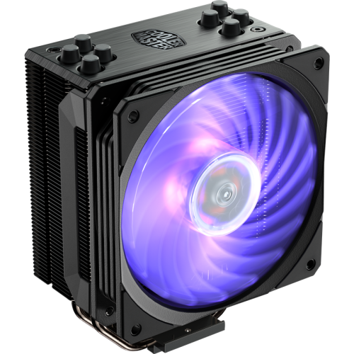 Кулер для процессора/ Cooler Master Hyper 212 RGB Black Edition with 1700 (130W, 4-pin, 158.8mm, tower, Al/Cu, RGB, fans: 1x120mm/59CFM/30dBA/2000rpm, 1700/1200/115X/2066/2011-V3/2011/AM5/AM4/AM3/AM3+/AM2/AM2+/FM2/FM2+/FM1)