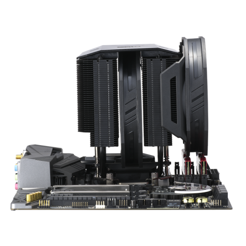 Кулер для процессора/ Cooler Master MasterAir MA624 Stealth (250W, 4-pin, 160mm, tower, Al/Cu/Ni, fans: 2x140mm/67CFM/27dBA/1400rpm, 1700/1200/115X/2066/2011-V3/2011/AM4/AM3/AM3+/AM2/AM2+/FM2/FM2+/FM1, AM5 not support)