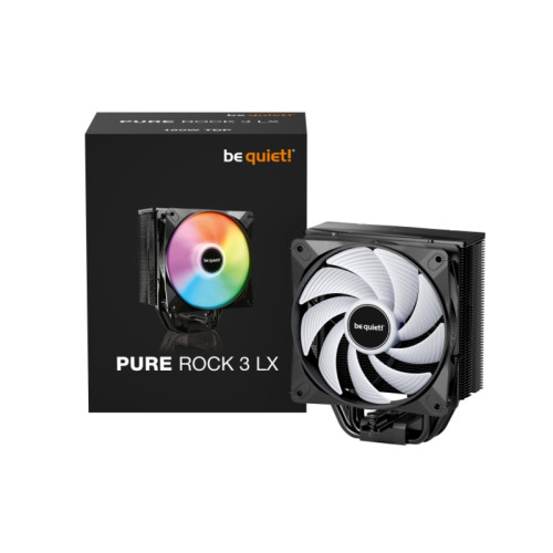 Кулер для процессора/ CPU Cooler be quiet! PURE ROCK 3 LX (190W, 4-pin PWM, 154mm, Al/Cu, 4x6mm, ARGB, 1x120mm, 61.8CFM, 31.2dBA, 2000RPM, S: 1851/1700/1200/115X, AM5/AM4, black)