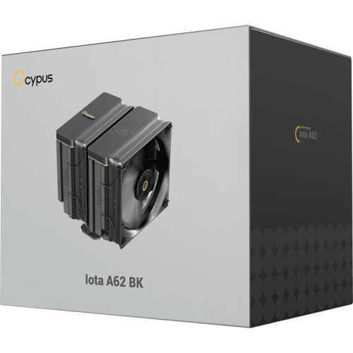 Кулер для процессора/ CPU Cooler Ocypus Iota A62 BK (260W, 4-pin PWM, LED temp., 158mm, Al/Cu, 6x6mm, 2x120mm, 77CFM, 29dBA, 2000RPM, S: 1851/1700/1200/115X, AM5/AM4, black)
