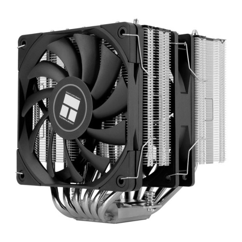 Кулер для процессора/ Thermalright Royal Knight 120 (4-pin PWM, 156mm, Ni/Cu, 6x6mm, 2x120mm, 80.45CFM/56.36CFM, 29.4dBA/28.4dBA, 2150RPM/1900RPM, S: 1200, 1700, 1851, 2011, 2066, 115X, AM4, AM5, black)