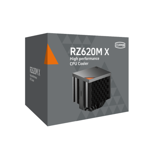 Кулер для процессора/ CPU Cooler PCCooler RZ620M X BK (210W, 4-pin PWM, 118.5mm, Al/Cu, 6x6mm, 1x100mm, 54.2CFM, 32.5dBA, 3000RPM, S: 1851/1700/1200/115X, AM5/AM4, black)