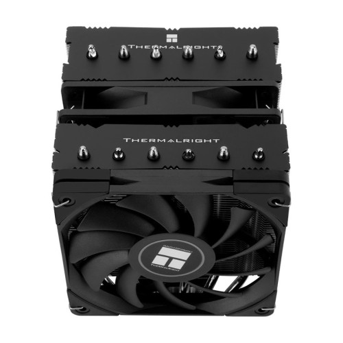 Кулер для процессора/ Thermalright Royal Knight 120 (4-pin PWM, 156mm, Ni/Cu, 6x6mm, 2x120mm, 80.45CFM/56.36CFM, 29.4dBA/28.4dBA, 2150RPM/1900RPM, S: 1200, 1700, 1851, 2011, 2066, 115X, AM4, AM5, black)