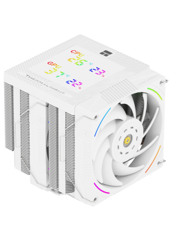 Кулер для процессора/ CPU Cooler Thermalright Phantom Spirit 120 Digital SNOW (4-pin PWM, LED temp., 160mm, Ni/CU, 7x6mm, ARGB, 2x120mm, 69CFM, 27dBA, 2150RPM, S: 1851, 1700, 1200, 115X, AM5, AM4, white)