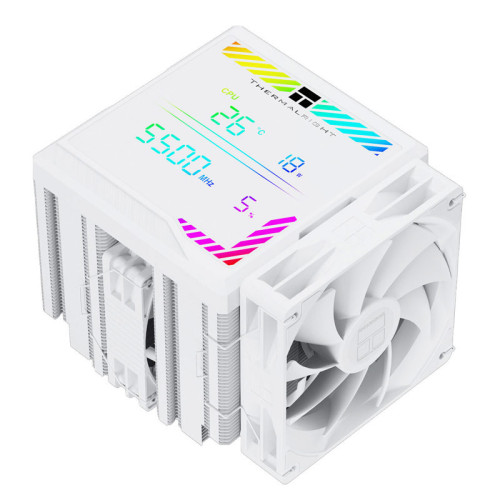 Кулер для процессора/ CPU Cooler Thermalright Peerless Assassin 140 Digital White (4-pin PWM, 165mm, Ni/Cu, 6x6mm, 1x120mm + 1x140mm, 82.CFM, 29.6dBA, 1850RPM, S: 1200, 1700, 1851, 115X, 2011, 2066, AM4, AM5, white)