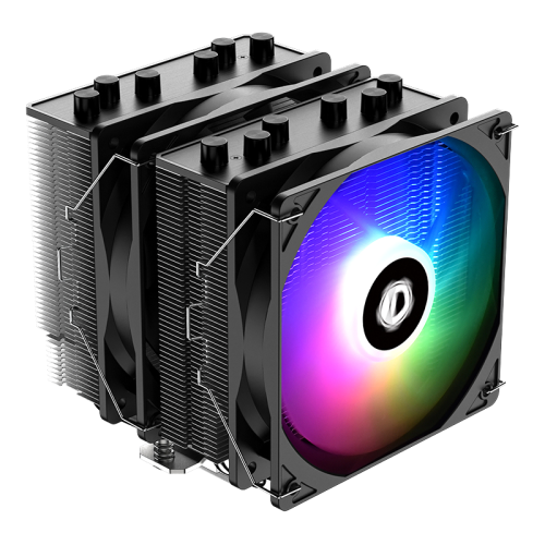 Кулер для процессора/ CPU Cooler ID-COOLING SE-55 ARGB (250W, 4-pin PWM, 153mm, Al/Cu, 6x6mm, ARGB, 2x120mm, 68.2CFM, 35.2dBA, 1500RPM, S: 1700/1200/115X, AM5/AM4, Black)