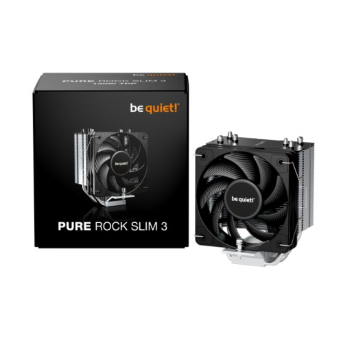 Кулер для процессора/ CPU Cooler be quiet! PURE ROCK SLIM 3 (130W, 4-pin PWM, 127mm, Al/Cu, 3x6mm, 1x120mm, 35.5CFM, 24.8dBA, 2000RPM, S: 1851/1700/1200/115X, AM5/AM4, black/silver)