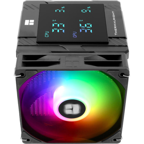 Кулер для процессора/ CPU Cooler Thermalright Peerless Assassin 120 Digital Black ARGB (4-pin PWM, LED temp., 162mm, Ni/Cu, 6x6mm, ARGB, 2x120mm, 88.89CFM, 25.6dBA, 1850RPM, S: 1851, 1700, 1200, 115X, AM5, AM4, black)