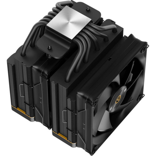 Кулер для процессора/ CPU Cooler Ocypus Iota A62 BK (260W, 4-pin PWM, LED temp., 158mm, Al/Cu, 6x6mm, 2x120mm, 77CFM, 29dBA, 2000RPM, S: 1851/1700/1200/115X, AM5/AM4, black)