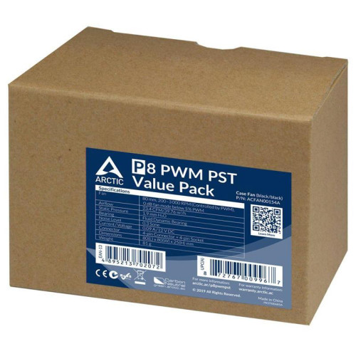 Вентилятор корпусной ARCTIC Cooling P8 PWM PST Value Pack (Black/Black) - retail (ACFAN00154A) (702072)