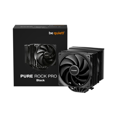 Кулер для процессора/ CPU Cooler be quiet! PURE ROCK PRO 3 Black (250W, 4-pin PWM, 155mm, Al/Cu, 6x6mm, 2x120mm, 59.6CFM, 34.8dBA, 2000RPM, S: 1851/1700/1200/115X, AM5/AM4, black)