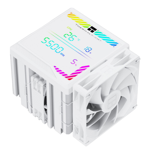 Кулер для процессора/ CPU Cooler Thermalright Peerless Assassin 140 Digital White (4-pin PWM, 165mm, Ni/Cu, 6x6mm, 1x120mm + 1x140mm, 82.CFM, 29.6dBA, 1850RPM, S: 1200, 1700, 1851, 115X, 2011, 2066, AM4, AM5, white)