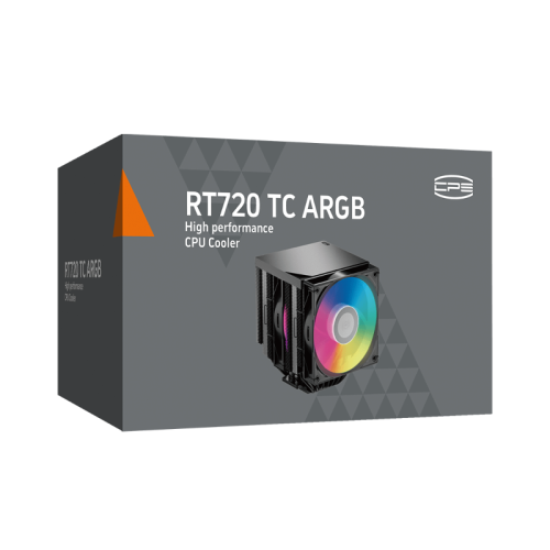 Кулер для процессора/ CPU Cooler PCCooler RT720 TC ARGB BK (270W, 4-pin PWM, 157.5mm, Al/Cu, 7x6mm, ARGB, 2x120mm, 73.32CFM, 34.9dBA, 2200RPM, S: 1851/1700/1200/115X, AM5/AM4, black)
