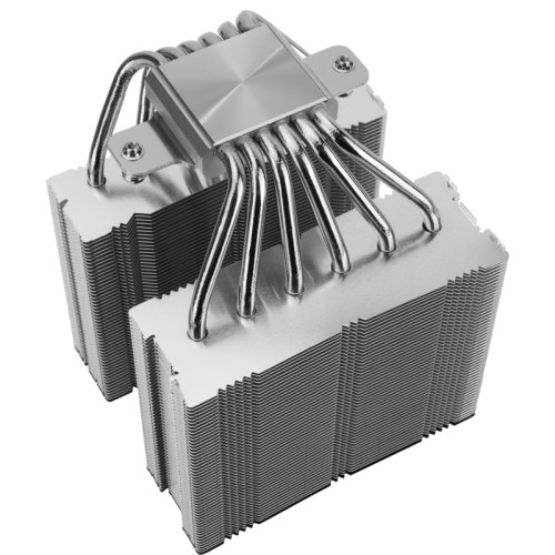 Кулер для процессора/ Thermalright Royal Knight 120 SE (4-pin PWM, 155mm, Ni/Cu, 6x6mm, 2x120mm, 66.17CFM/59CFM, 25.6dBA/26.1dBA, 1500RPM/1800RPM, S: 1200, 1700, 1851, 115X, AM4, AM5, silver, black)