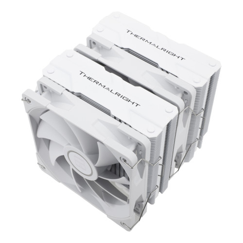 Кулер для процессора/ Thermalright Peerless Assassin 120 White (4-pin PWM, 157mm, Ni/Cu, 6x6mm, 2x120mm, 66.17CFM, 25.6dBA, 1550RPM, S: 2011, -3, 2066, 1200, 1700, 1851, 115x, AM4, AM5, white)