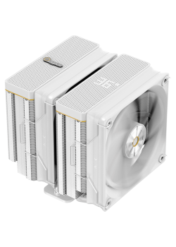 Кулер для процессора/ CPU Cooler Ocypus Iota A62 WH (260W, 4-pin PWM, LED temp., 158mm, Al/Cu, 6x6mm, 2x120mm, 77CFM, 29dBA, 2000RPM, S: 1851/1700/1200/115X, AM5/AM4, white)
