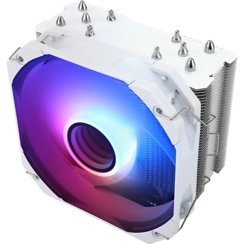 Кулер для процессора/ CPU Cooler Thermalright Assassin King 120 MINI ARGB V3 White (4-pin PWM, 135mm, Al/Cu, 5x6mm, ARGB, 1x120mm, 64.87CFM, 25.6dBA, 1500RPM, S: 1851/1700/1200/115X, AM5/AM4, white)